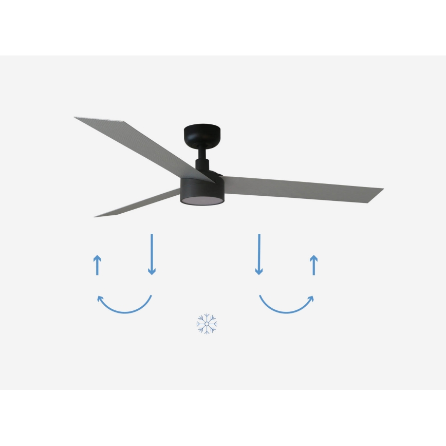 FARO 34286-1TW - LED-dæmpbar loftventilator CRUISER L LED/18W/230V 2700/3000/4000K Ø 132 cm sort/grå + fjernbetjening