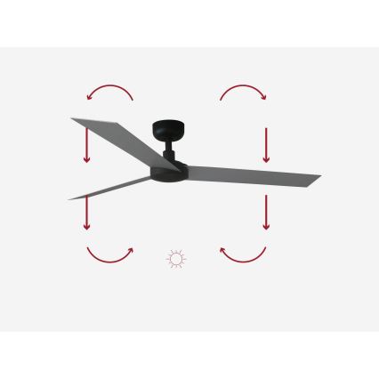 FARO 34286 - Loftventilator CRUISER L sort diameter 132 cm + fjernbetjening
