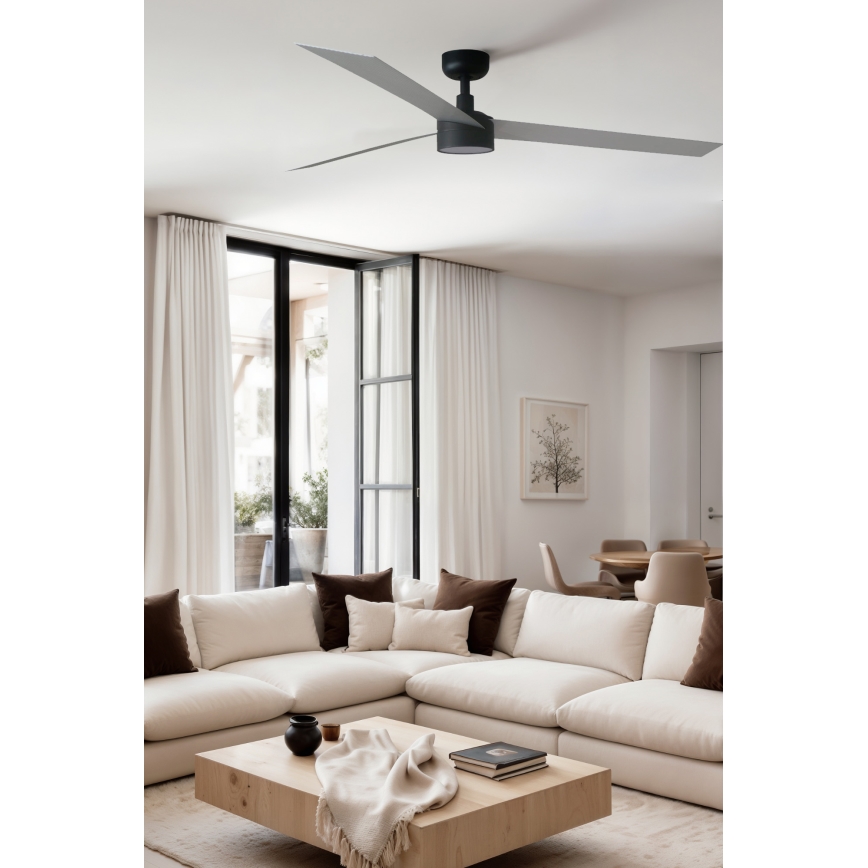 FARO 34287WT1S - Dæmpbar LED-loftventilator CRUISER XL, LED 18 W, 230 V, 2700/3000/4000 K, Ø 160 cm, grå/sort, Wi‑Fi (Tuya) + fjernbetjening