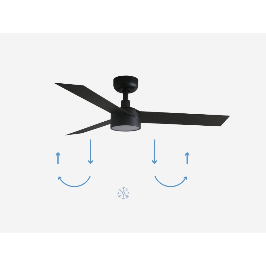 FARO 34289-1TW - Dæmpbar LED-loftventilator CRUISER S med LED/18W/230V, 2700/3000/4000K, Ø 106 cm, sort + fjernbetjening