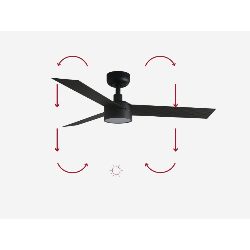 FARO 34289-1TW - Dæmpbar LED-loftventilator CRUISER S med LED/18W/230V, 2700/3000/4000K, Ø 106 cm, sort + fjernbetjening