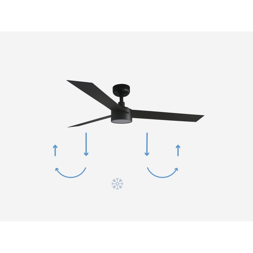 FARO 34291-1TW - LED loftventilator dæmpbar CRUISER LED/20W/230V 2700/4000/6500K diameter 132 cm sort + fjernbetjening