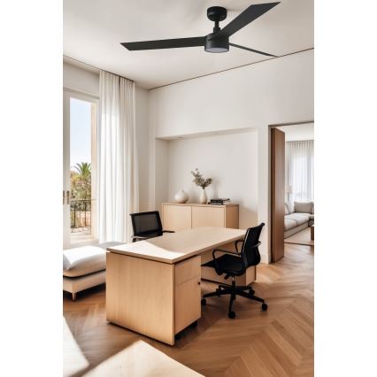 FARO 34291WT1S - LED-dæmpbar loftventilator CRUISER L LED/18W/230V 2700/3000/4000K Ø 132 cm sort Wi-Fi Tuya + fjernbetjening
