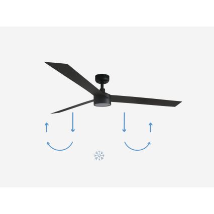 FARO 34293-1TW - LED dæmpbar loftventilator CRUISER XL LED/18W/230V 2700/3000/4000K Ø 160 cm sort + fjernbetjening