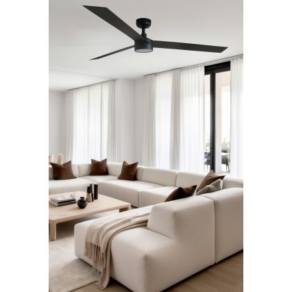 FARO 34293WT1S - LED dæmpbar loftventilator CRUISER XL LED/18W/230V 2700/3000/4000K Ø 160 cm sort Wi‑Fi Tuya + fjernbetjening