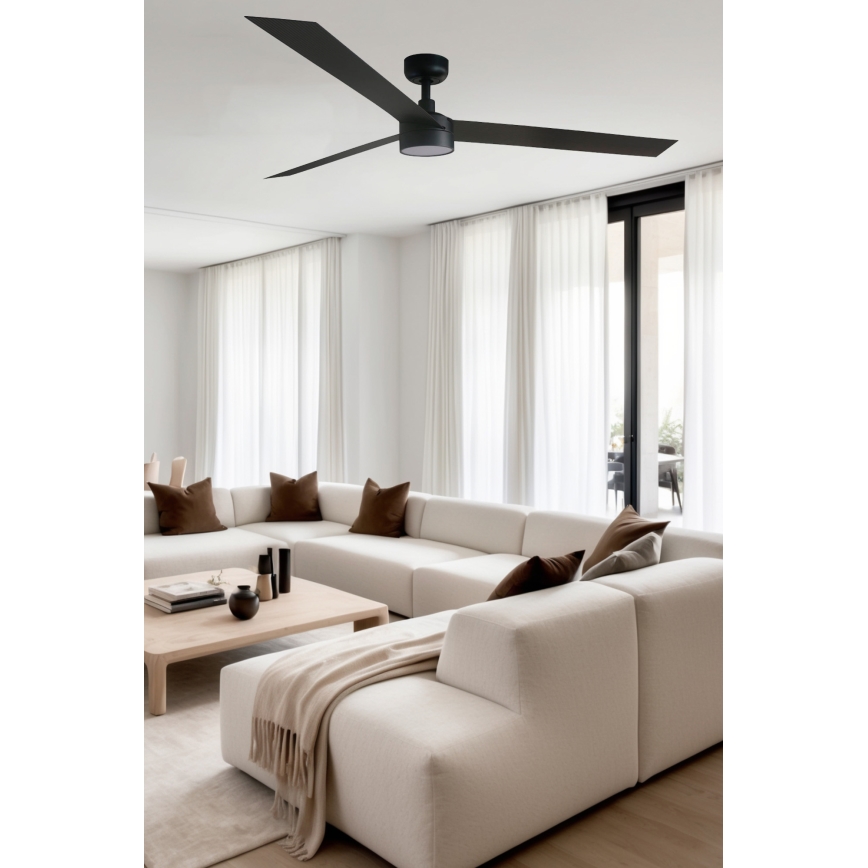 FARO 34293WT1S - LED dæmpbar loftventilator CRUISER XL LED/18W/230V 2700/3000/4000K Ø 160 cm sort Wi‑Fi Tuya + fjernbetjening