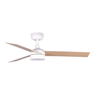 FARO 34295WT1S - LED loftventilator RUDDER S LED/18W/230V 2700/3000/4000K Ø 106 cm beige/hvid Wi‑Fi Tuya + fjernbetjening