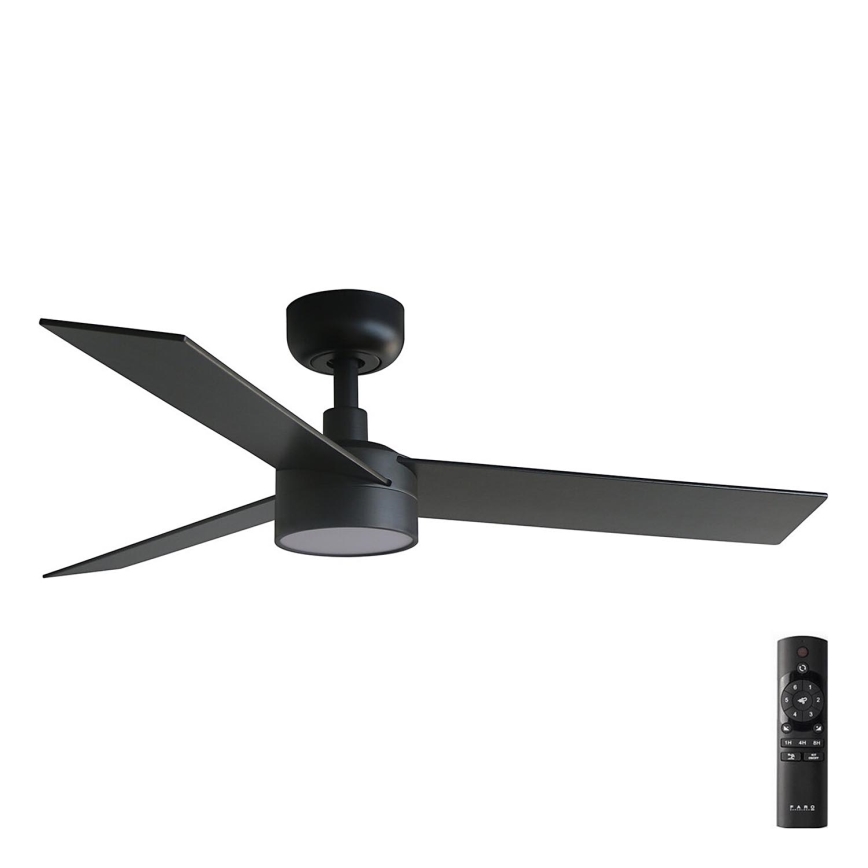 FARO 34296-1TW - LED loftventilator dæmpbar RUDDER S LED/18W/230V 2700/4000/6500K diameter 106 cm sort + fjernbetjening