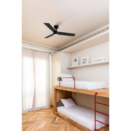 FARO 34296-1TW - LED loftventilator dæmpbar RUDDER S LED/18W/230V 2700/4000/6500K diameter 106 cm sort + fjernbetjening