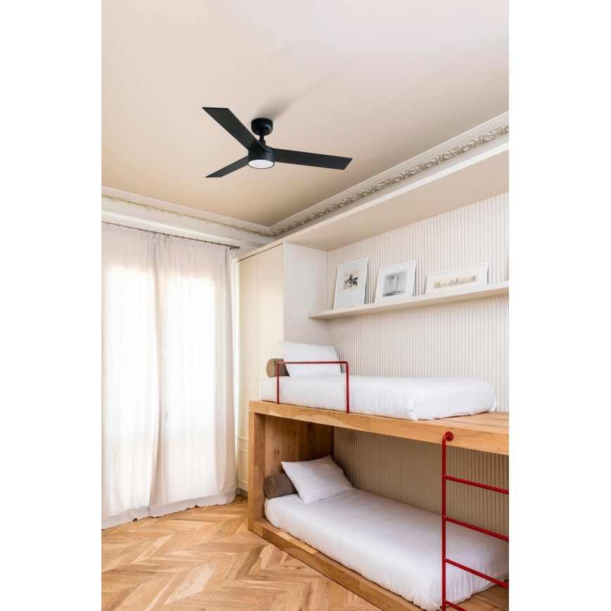 FARO 34296-1TW - LED loftventilator dæmpbar RUDDER S LED/18W/230V 2700/4000/6500K diameter 106 cm sort + fjernbetjening