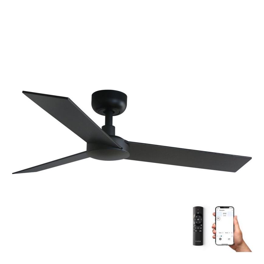 FARO 34296WP - Loftventilator RUDDER S sort diameter 106 cm SMART + fjernbetjening