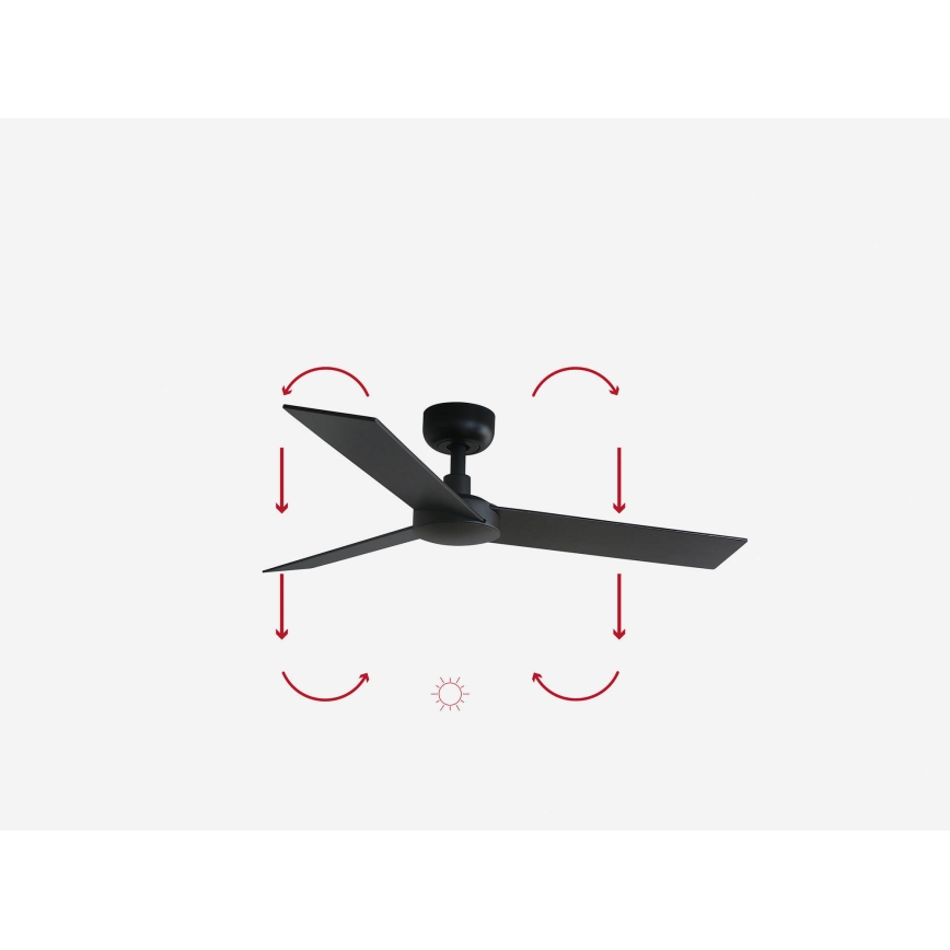 FARO 34296WP - Loftventilator RUDDER S sort diameter 106 cm SMART + fjernbetjening