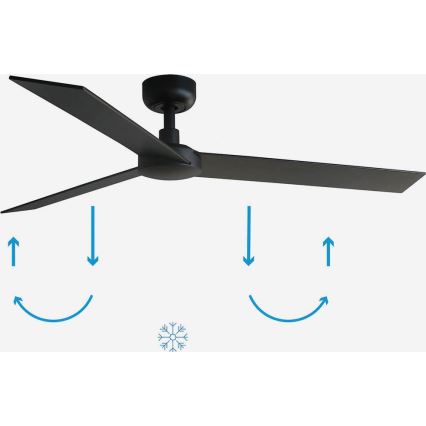 FARO 34298WP - Loftventilator RUDDER L sort diameter 132 cm SMART + fjernbetjening
