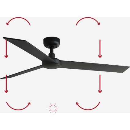FARO 34298WP - Loftventilator RUDDER L sort diameter 132 cm SMART + fjernbetjening
