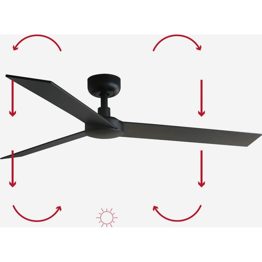 FARO 34298WP - Loftventilator RUDDER L sort diameter 132 cm SMART + fjernbetjening