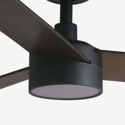 FARO 34298WT1S - LED Dæmpbar loftventilator RUDDER L LED/18W/230V 2700/3000/4000K Ø 132 cm brun/sort Wi-Fi Tuya + fjernbetjening