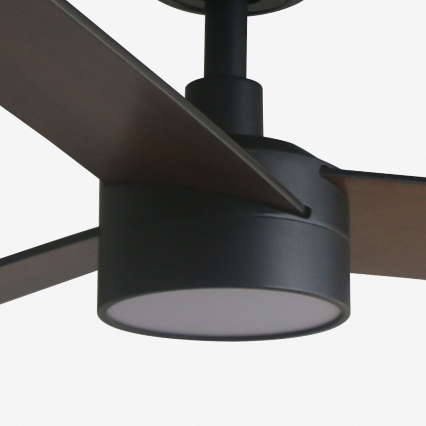 FARO 34298WT1S - LED Dæmpbar loftventilator RUDDER L LED/18W/230V 2700/3000/4000K Ø 132 cm brun/sort Wi-Fi Tuya + fjernbetjening