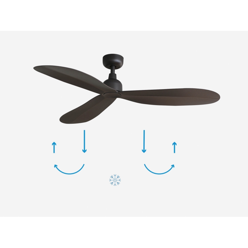 FARO 34301 - Loftventilator PALMA brun diameter 129 cm IP44 + fjernbetjening