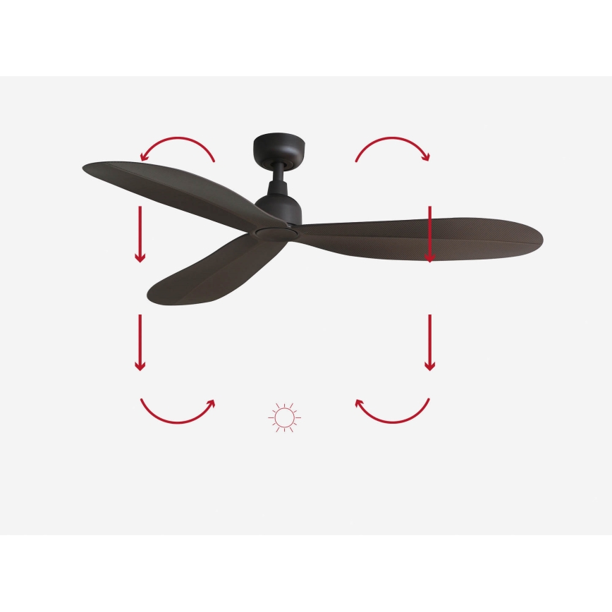 FARO 34301 - Loftventilator PALMA brun diameter 129 cm IP44 + fjernbetjening