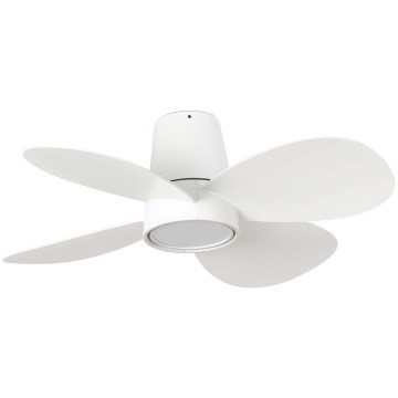 FARO 34315SWT - LED-dæmpbar loftventilator KLOVER S, LED 20 W, 230 V, 2700/3000/4000 K, Ø 80 cm, hvid, Wi‑Fi (Tuya) + fjernbetjening