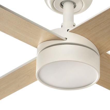 FARO 34355WT-1TW - LED-dæmpbar loftventilator RUDDER L LED/18W/230V 2700/3000/4000K hvid/beige Ø 132 cm Wi-Fi Tuya + fjernbetjening