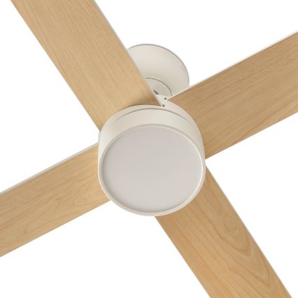 FARO 34355WT-1TW - LED-dæmpbar loftventilator RUDDER L LED/18W/230V 2700/3000/4000K hvid/beige Ø 132 cm Wi-Fi Tuya + fjernbetjening