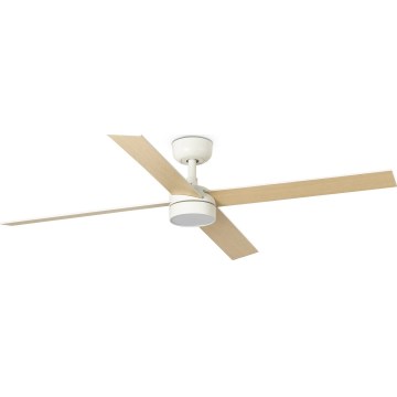 FARO 34355WT-1TW - LED-dæmpbar loftventilator RUDDER L LED/18W/230V 2700/3000/4000K hvid/beige Ø 132 cm Wi-Fi Tuya + fjernbetjening
