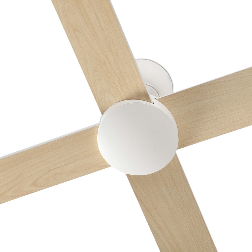 FARO 34355WT - Loftventilator RUDDER L hvid/beige diameter 132 cm Wi-Fi Tuya + fjernbetjening