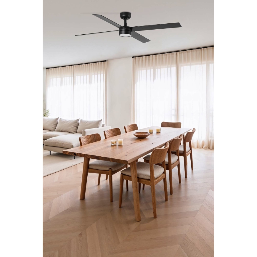 FARO 34356-1TW - LED loftventilator dæmpbar RUDDER L LED/20W/230V sort/brun diameter 132 cm + fjernbetjening