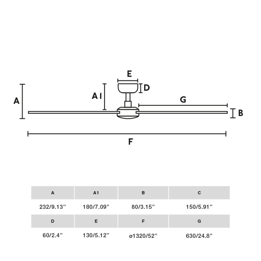 FARO 34356 - Loftventilator RUDDER L brun/sort diameter 132 cm + fjernbetjening