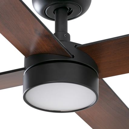FARO 34356WT1S - LED-dæmpbar loftventilator RUDDER L LED/18W/230V 2700/3000/4000K Ø 132 cm brun/sort Wi‑Fi Tuya + fjernbetjening
