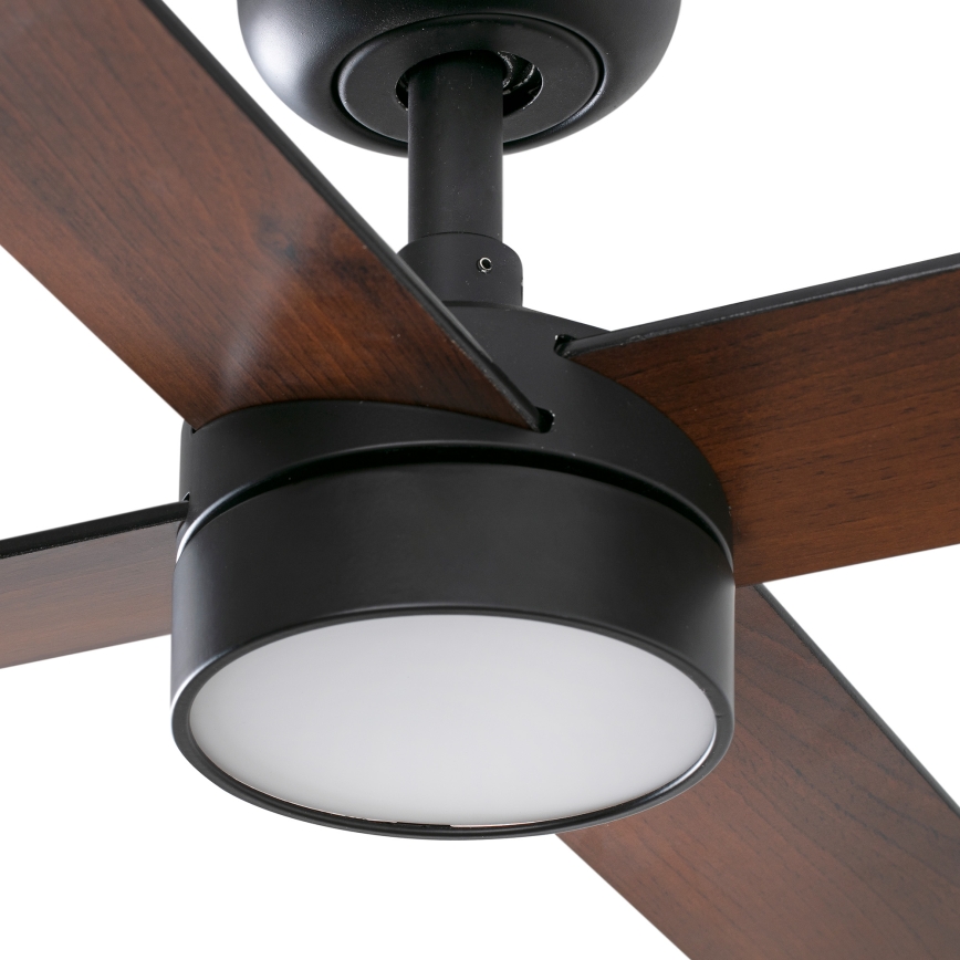 FARO 34356WT1S - LED-dæmpbar loftventilator RUDDER L LED/18W/230V 2700/3000/4000K Ø 132 cm brun/sort Wi‑Fi Tuya + fjernbetjening