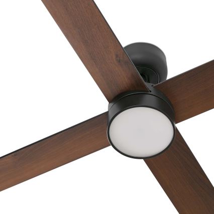 FARO 34356WT1S - LED-dæmpbar loftventilator RUDDER L LED/18W/230V 2700/3000/4000K Ø 132 cm brun/sort Wi‑Fi Tuya + fjernbetjening