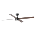 FARO 34356WT1S - LED-dæmpbar loftventilator RUDDER L LED/18W/230V 2700/3000/4000K Ø 132 cm brun/sort Wi‑Fi Tuya + fjernbetjening