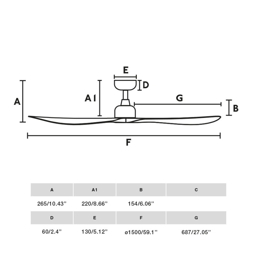 FARO 34360 - Loftventilator OUTWOOD L brun/sort diameter 150 cm IP44 + fjernbetjening