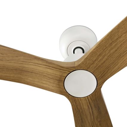 FARO 34361 - Loftventilator OUTWOOD L brun/hvid diameter 150 cm IP44 + fjernbetjening