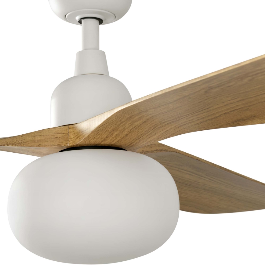 FARO 34361WT-11L - Loftventilator OUTWOOD L 1xE27/15W/230V brun/hvid diameter 150 cm Wi-Fi Tuya IP44 + fjernbetjening