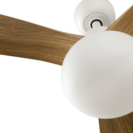 FARO 34361WT-11L - Loftventilator OUTWOOD L 1xE27/15W/230V brun/hvid diameter 150 cm Wi-Fi Tuya IP44 + fjernbetjening