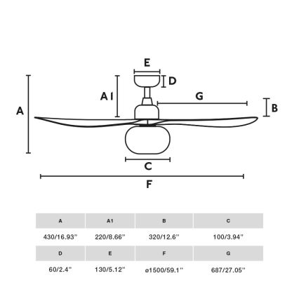 FARO 34362WT-11L - Loftventilator OUTWOOD L 1xE27/15W/230V brun/sort diameter 150 cm Wi-Fi Tuya IP44 + fjernbetjening