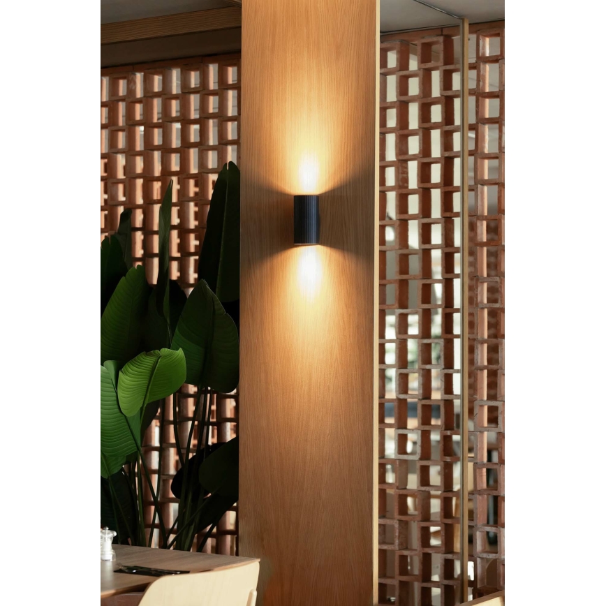 FARO 40543 - Væglampe SOLE 2xGU10/8W/230V sort rillet rund