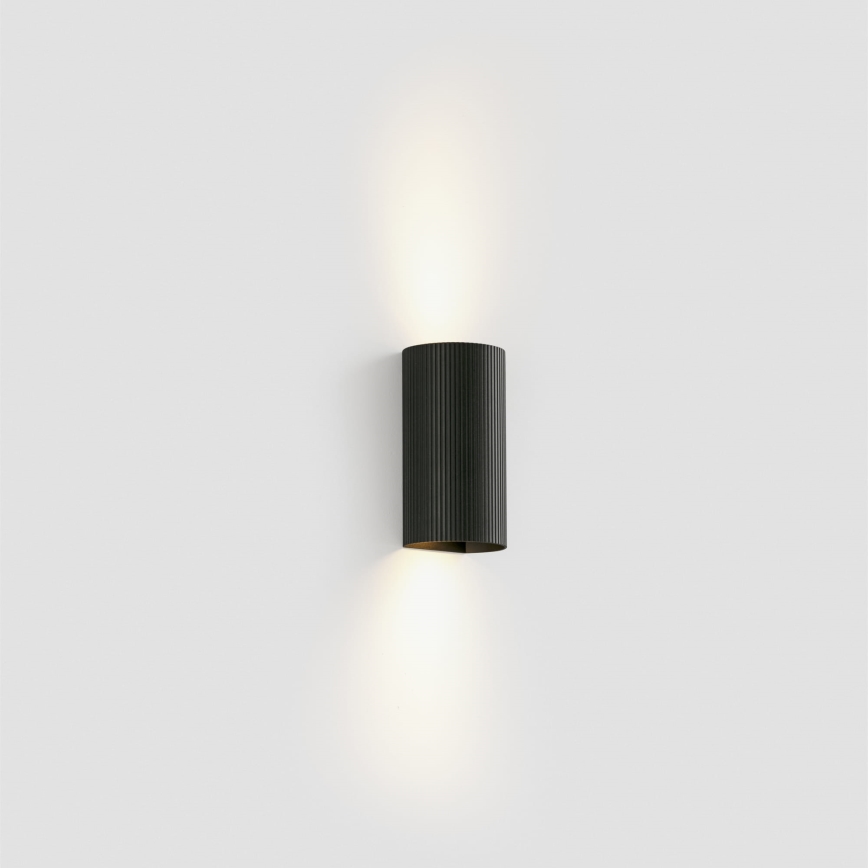 FARO 40543 - Væglampe SOLE 2xGU10/8W/230V sort rillet rund