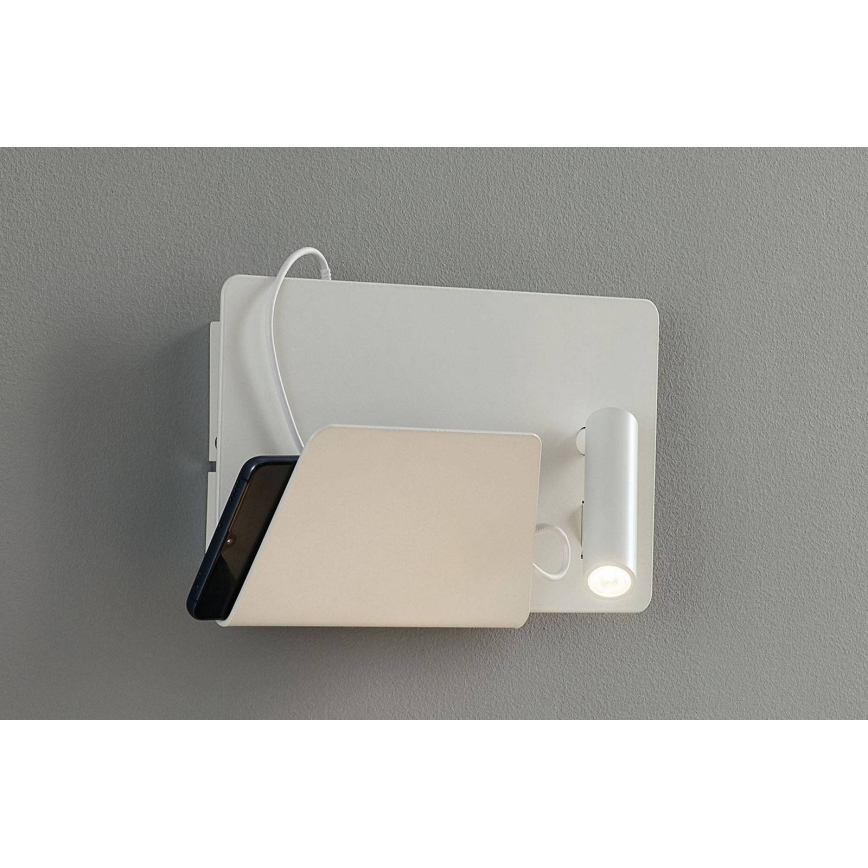 FARO 62124 - LED vægspot SUAU LED/3W/230V USB hvid