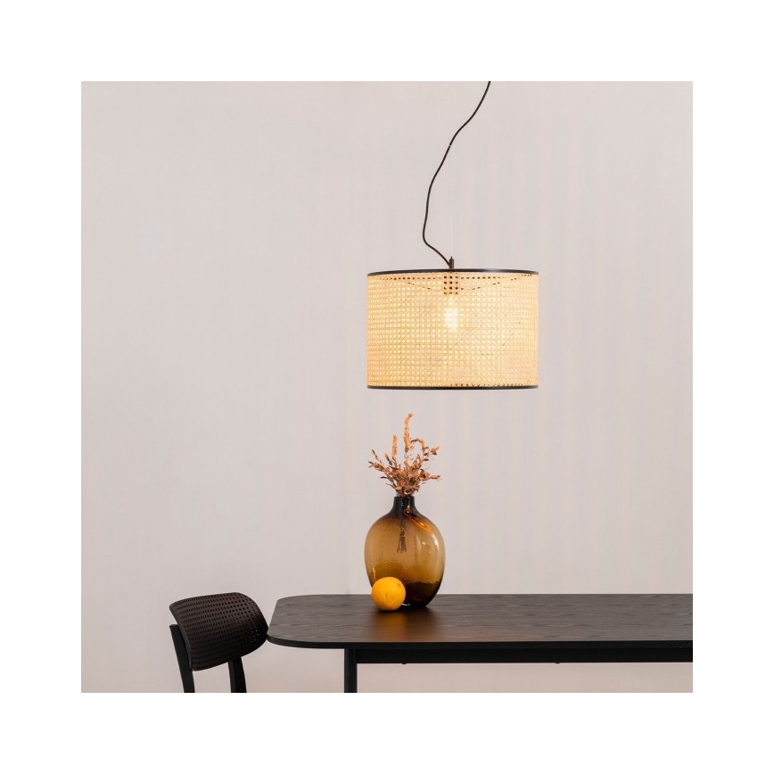 FARO 64314-48 - Pendel MAMBO 1xE27/15W/230V Rattan/sort