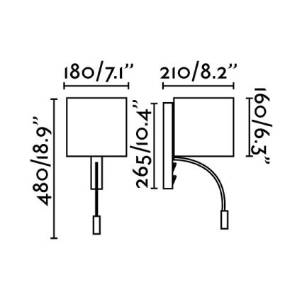 Faro 64323 - LED væglampe TIRA 1xE27/15W + LED/3W/230V