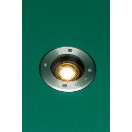 FARO 70310 - Udendørs kørbar indbygningsarmatur GEISER 1xGU10/8W/230V IK08 IP67 rustfrit stål