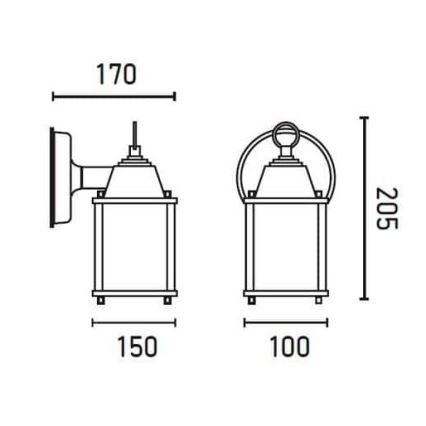 FARO 71606 - Udendørs væglys DADO-P 1xE27/15W/230V IP23