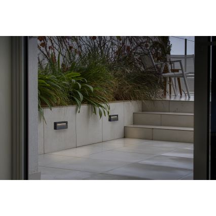 FARO 71966 - LED trappearmatur DUNE LED/6W/230V 2200/2700/3200/4000K IP65 antracit rektangulær
