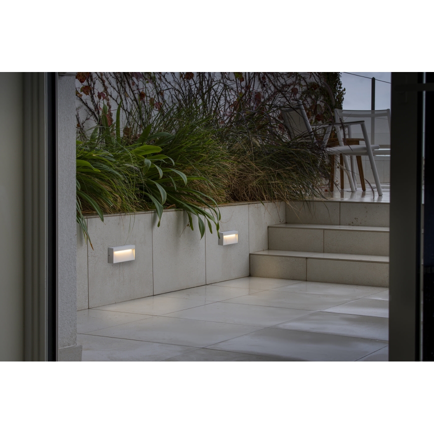 FARO 71967 - DUNE trappearmatur LED/6W/230V 2200/2700/3200/4000K IP65 hvid, rektangulær