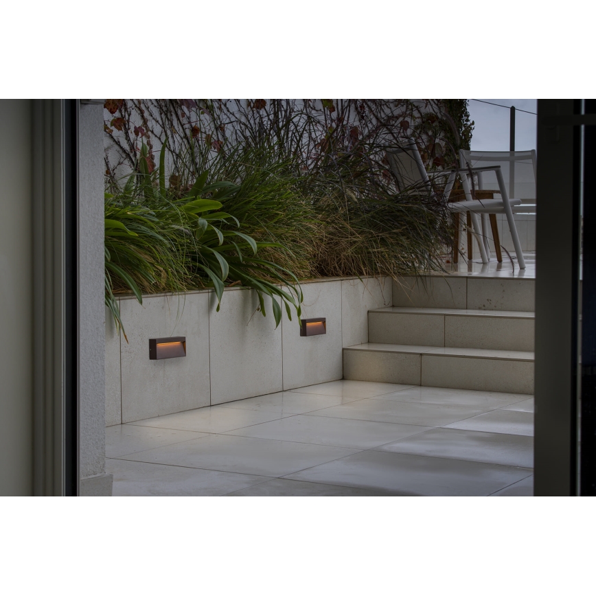 FARO 71968 - LED trappearmatur DUNE, LED/6W/230V, 2200/2700/3200/4000K, IP65, brun, rektangulær