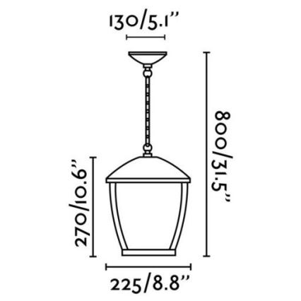 FARO 75002 - Udendørs lysekrone på en kæde WILMA 1xE27/100W/230V IP44